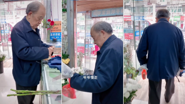 「老婆死了11年了，爺爺持續每個星期買三朵紅玫瑰放遺像前！」網友：奶奶真的是嫁給愛情