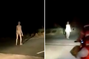 半夜在街頭見蒼白裸女橋上散步，30秒畫面，網友驚這畫面根本「就不是人」