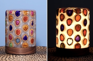 創意網友用「核桃殼＋環氧樹脂」自製彩色小夜燈，開燈效果超夢幻！