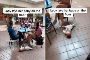 放任寶寶不管？路人驚見夫妻讓寶寶躺在冰冷地板，引起網友猛烈評擊