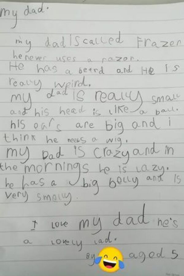 為爸爸寫詩！5歲女孩對爸爸嫌東嫌西，網笑稱：「最後一句卻莫名暖心」
