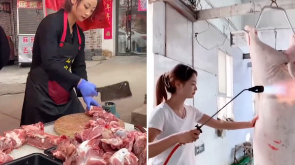 ２６歲３孩媽媽賣豬肉爆紅！超美身姿曝光：顧客排隊１小時點名只要她切的肉！