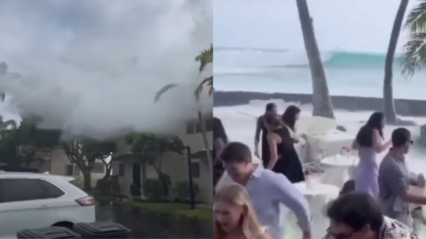 驚恐！夏威夷婚禮忽捲6公尺巨浪　賓客狂逃影片曝光