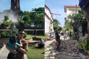 菲律賓7.3強震！「房屋倒塌、鐘樓巨石墜地」民眾尖叫逃生畫面曝