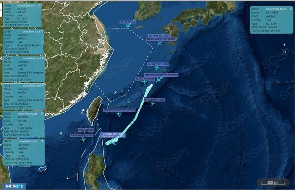 中國環台實彈演習第2天！美軍派7軍機強化台海戰備