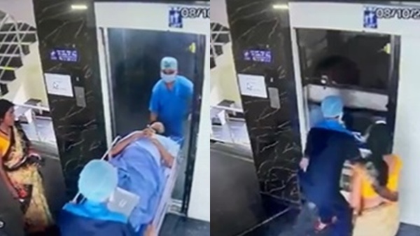 17秒驚悚影片！醫院電梯突下墜　病患「倒頭栽急摔」猝死