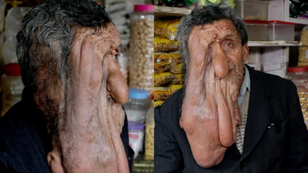 印度男子罹患罕見疾病猶如掛肉袋在臉上