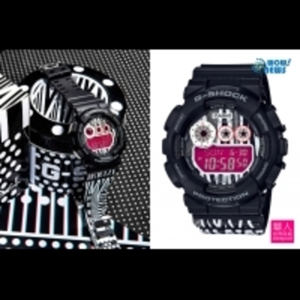 G-SHOCK X德國藝術家MAROK 鋸齒狀白色線條搭配紫色液晶螢幕