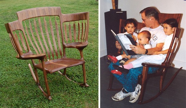 關於說故事的親密時光 木匠老爸用200張木板替寶貝們打造３人座搖椅