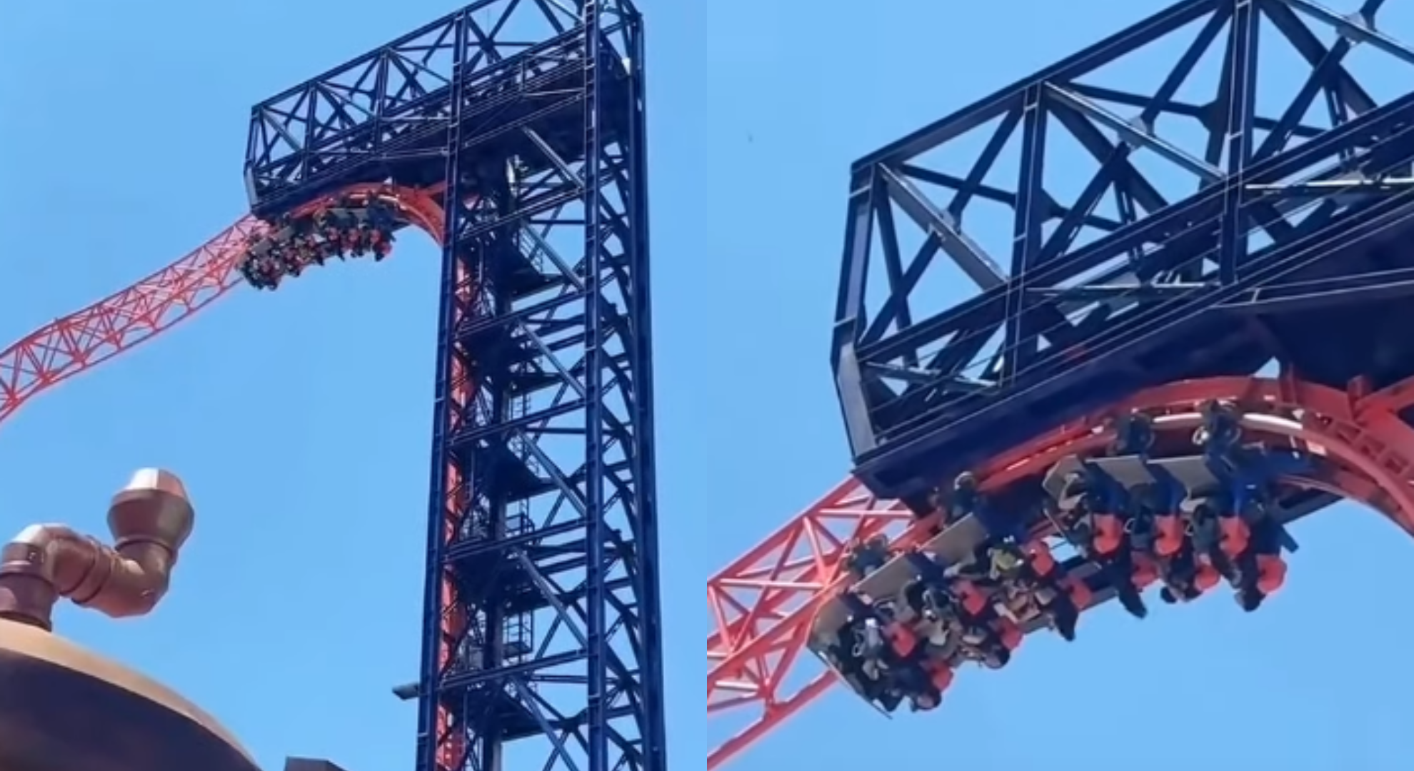驚險影片！雲霄飛車突停電「11人懸吊半空中」　遊客目擊全程嚇暈