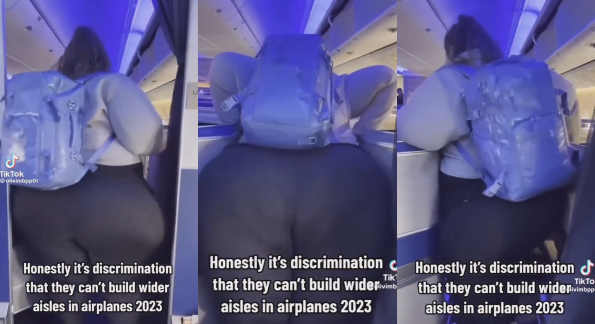 大曲線女孩怒控「飛機歧視胖子」：都2023年了還不拓寬機艙走道