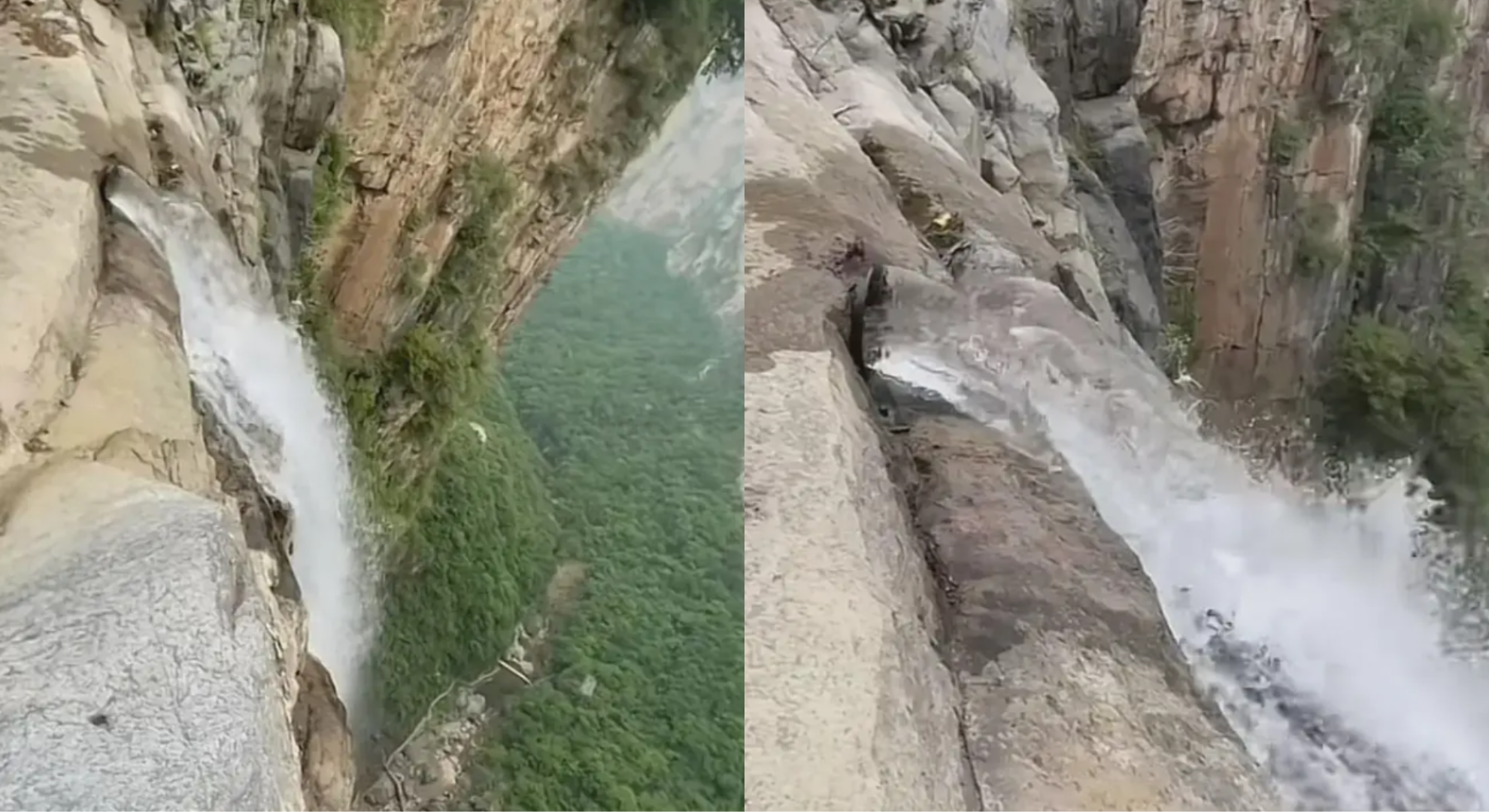 遊客一看雲台山天瀑頂端赫然驚見是「水管放水」