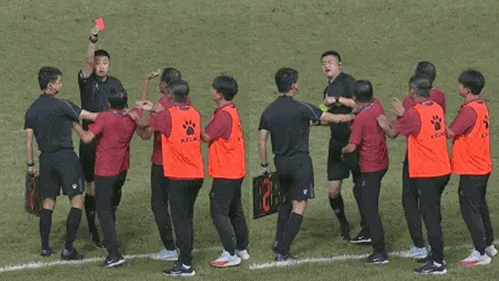不服判決！中國足球隊主帥突衝上場「怒摑裁判一巴掌」又暈倒送醫