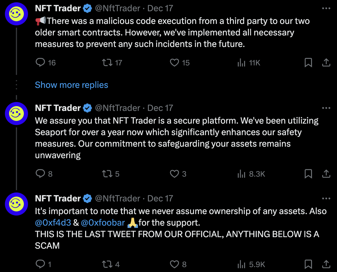 NFT Trader證實駭客攻擊事件