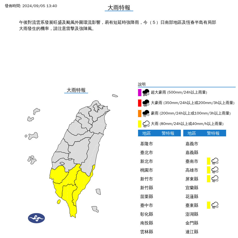 快訊／摩羯轉強颱！午後對流旺盛　氣象署針對「4縣市」發布大雨特報