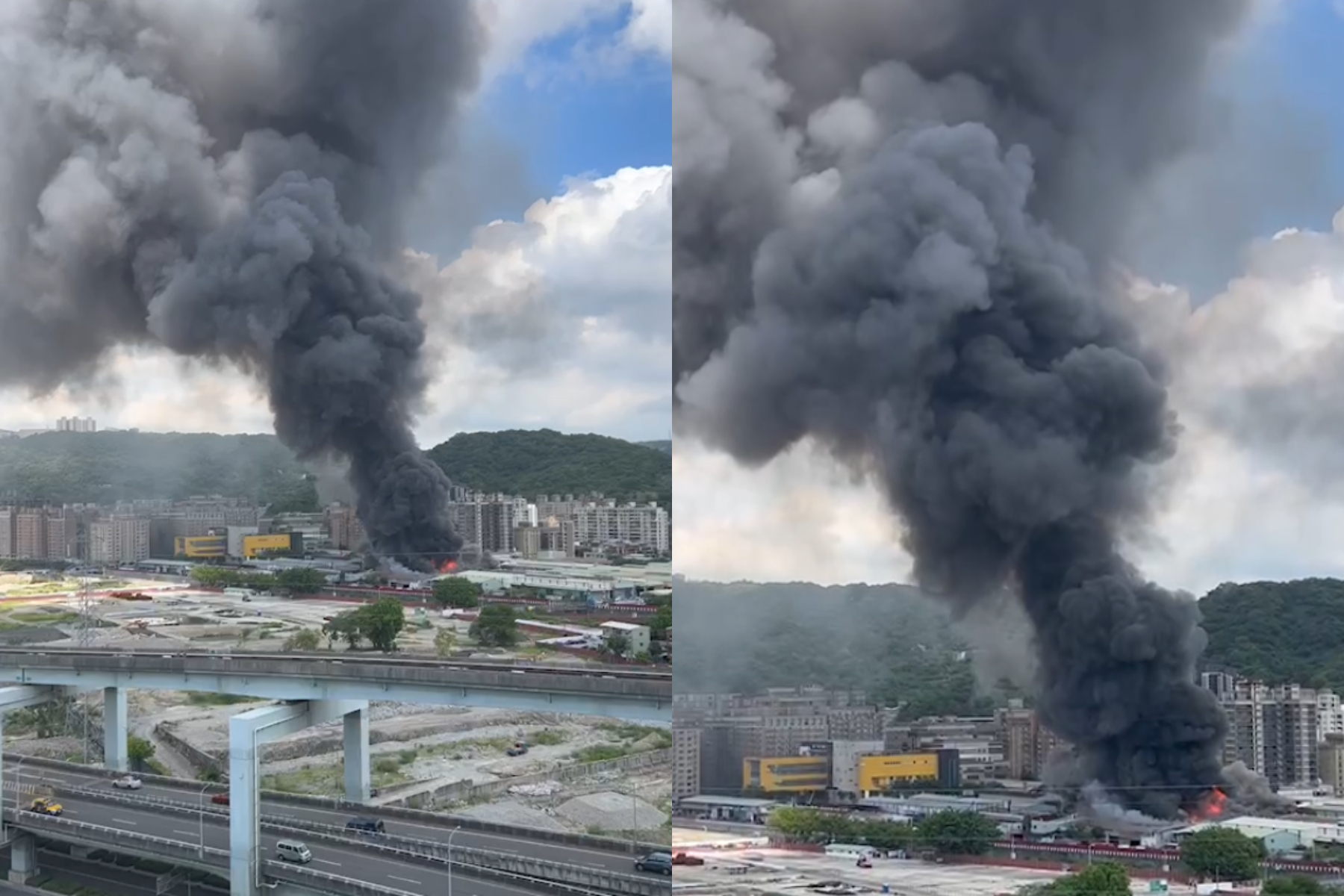 一旁就是加油站！泰山傢俱廠「整片陷火海」濃煙竄天　2員工燒燙傷送醫