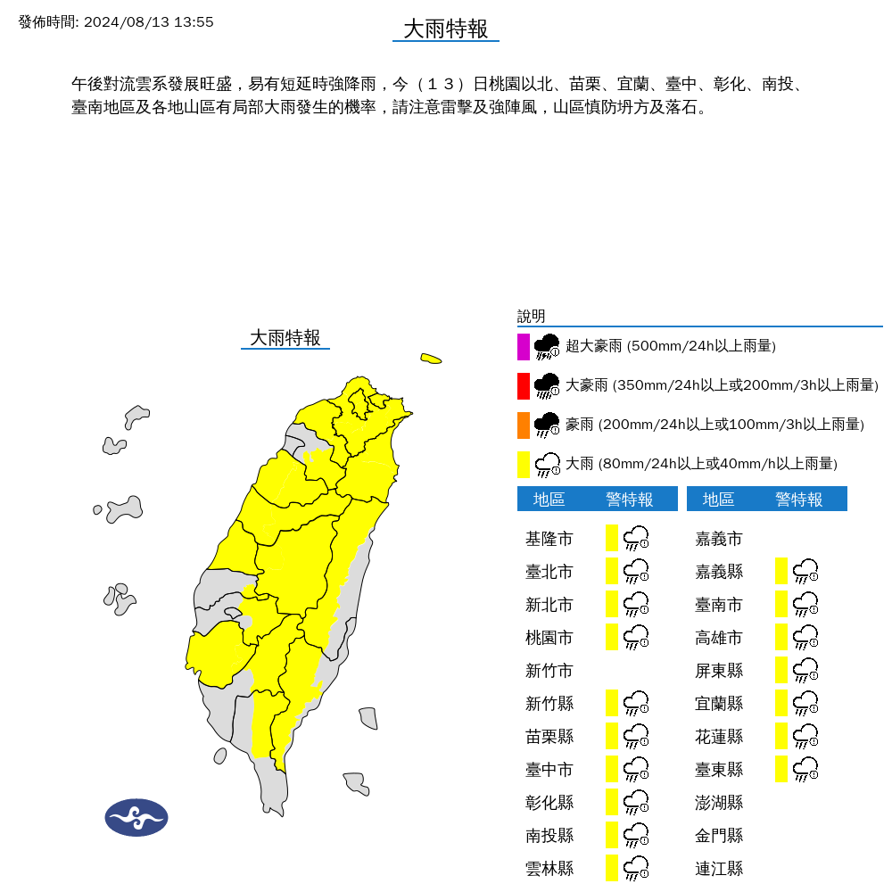 快訊／午後對流旺盛！大雨狂炸17縣市　最新「警戒區」曝