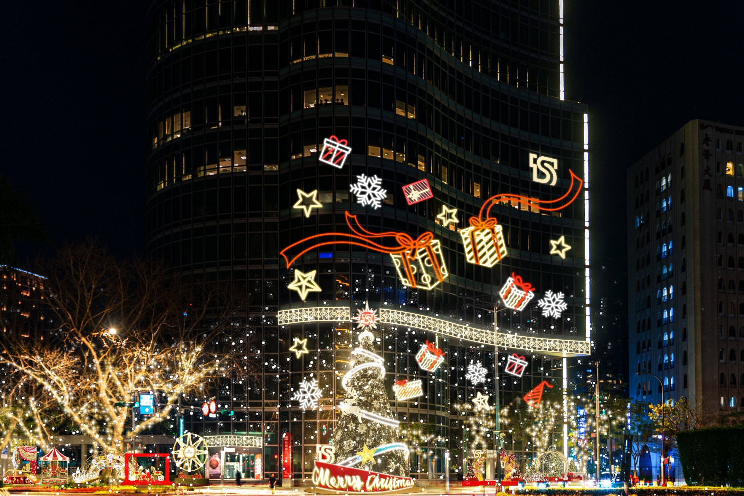 台新金控「聖誕祭」啟動！超大15公尺主樹會下雪　40家商店刷卡享優惠