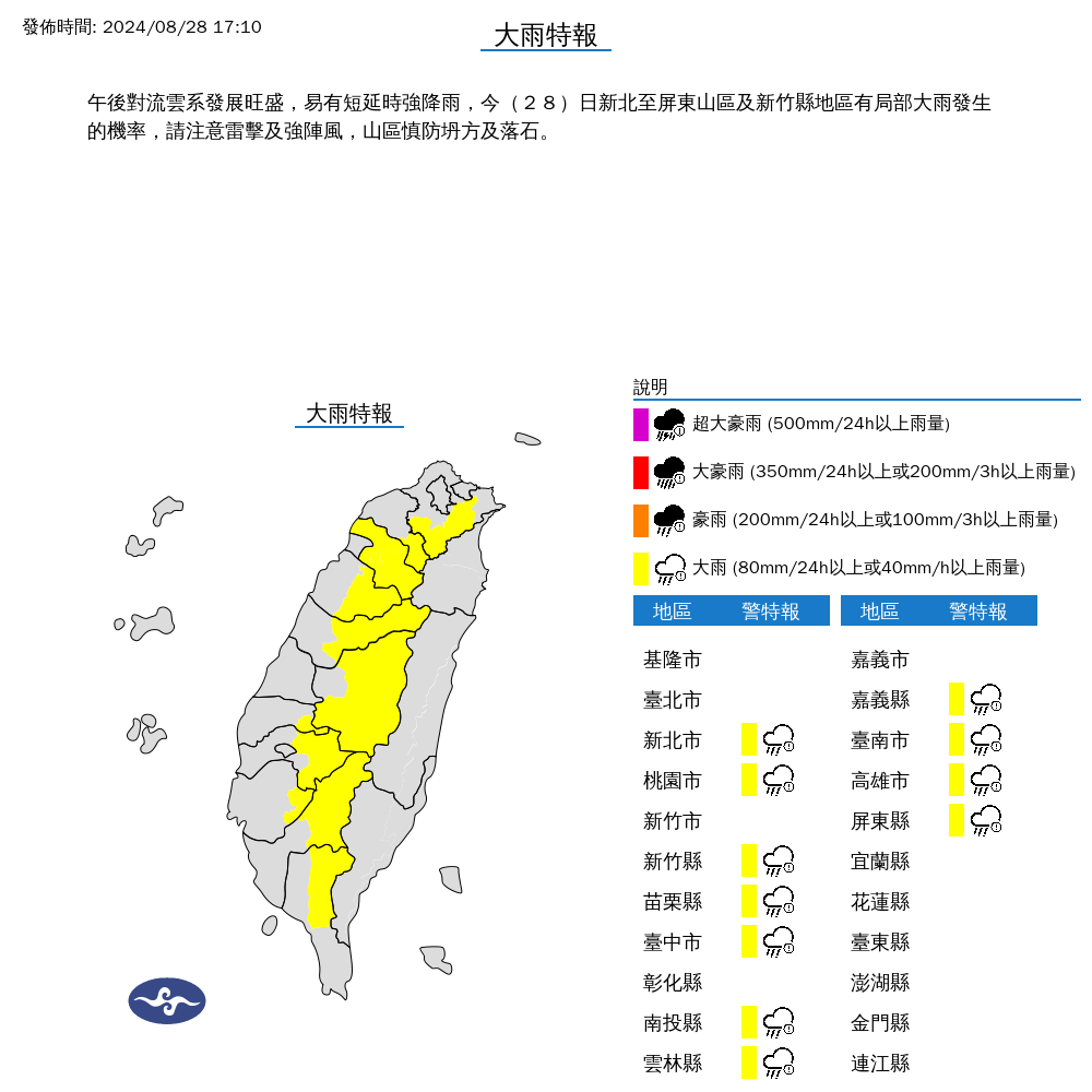 快訊／雨彈狂炸！11縣市發布大雨特報　最新「5大雷雨警戒區」出爐